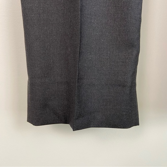 Santorelli Roma Flat Front Wool Dress Pants in Charcoal - Picture 5 of 13